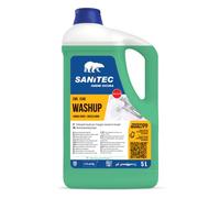 Sanitec, Washup Limone Verde, Detergente Liquido per il Lavaggio Manuale delle Stoviglie, Sgrassa a Fondo e Rilascia una Fresca Profumazione che Elimina i Cattivi Odori, Made in Italy, 5000ml