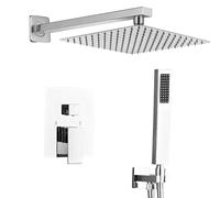 SaniteModar Set Doccia Incasso Cromo, Miscelatore Doccia Incasso con 25x25cm Soffione, kit Doccia Incasso con Doccetta