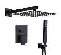 SaniteModar Set Doccia Incasso Nero, Miscelatore Doccia Incasso con 30x30cm Soffione, kit Doccia Incasso con Doccetta