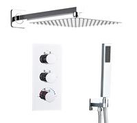 SaniteModar Set Doccia Incasso Termostatico Cromo, Miscelatore Doccia Incasso con 25x25cm Soffione, kit Doccia Incasso con Doccetta