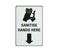 Sanitise Hands Here, adesivo di avvertimento, segnale di sicurezza, cartello per esterni, 30 x 20 cm