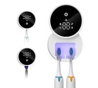 Sanitizer e supporto per spazzolino da denti UV, disinfettante per spazzolino da denti da parete con funzione di sterilizzazione e asciugatura, schermo intelligente a LED, copertura auto-induttiva