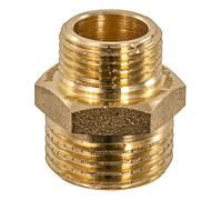 Sanitop-Wingenroth Doppio nipplo di riduzione con tipo 1 '' AG x 3/4 '' AG, raccordo con due filettature esterne, doppio connettore, raccordo filettato per l'installazione fine, multiangolare, ottone,