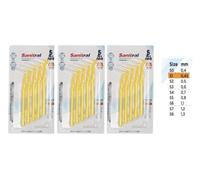 Sanitral Scovolini interdentali angolari (0,45 mm, misura 1), spazzolino angolato per la pulizia dei denti, ottimo accesso tra i denti, giallo (3 x 5 pezzi) 15 pezzi