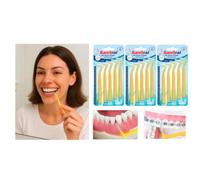 Sanitral Scovolini interdentali angolari (0,7 mm, misura S), spazzolino angolato per la pulizia dei denti, ottimo accesso tra i denti, giallo (3 x 5 pezzi) 15 pezzi