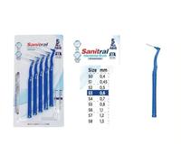 Sanitral Spazzola interdentale angolata, per la pulizia dei denti, ottimo accesso tra i denti, blu, dimensioni 0,6 mm