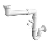 Sanixa Sifone salva-spazio per lavandino, universale, bianco, in plastica, montaggio semplice, incluso attacco per elettrodomestici. Scarico per lavandino a risparmio di spazio