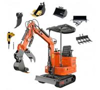 SANJSJHXJ 2650lb Mini Excavator With 13.5HP Gas Engine - Dual Joystick Pilot Control Digger With Hydraulic Thumb- For Garden, Farm, Yard Landscaping(7attachments)
