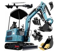 SANJSJHXJ 4000 Lbs Mini Excavator - Efficient Diesel Engine Micro Digger With Hydraulic Joystick - Heavy-Duty Track Hoe For Farm, Garden & Trenching(Turquoise Blue(+5))