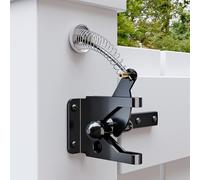 SANKEYTEW Gravity Garden Gate Latch, serratura automatica in acciaio, autobloccante, molla con chiusura regolabile, corda in nylon, adatta per recinzioni in metallo e legno, nero