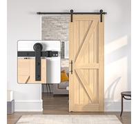 SANKEYTEW, Kit porta scorrevole, per porta singola in legno, per fienile, resistente, con rotaia