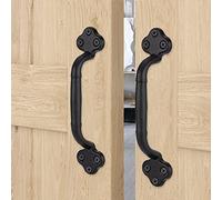 SANKINS Maniglia per porta scorrevole in ghisa rustica nera da 20 cm, resistente stile vintage per cancello in metallo per recinzione, porta, garage antico in metallo, armadio, confezione da 2