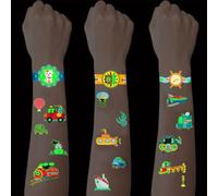 SanKristo 10 Fogli Luminosi Tatuaggi Temporanei per Bambini Impermeabile Auto Tattoo Adesivi Set Ragazze Ragazzi Bagliore Nel Buio Regalo di Compleanno per Bambini Festa