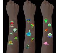 SanKristo 15 Fogli Luminosi Tatuaggi Temporanei per Bambini Impermeabile Cartoon Pirati Robot Pirati Tatuaggi Adesivi Set Ragazze Ragazzi Bagliore Nel Buio Regalo di Compleanno Per Bambini Festa