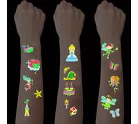 SanKristo 15 Fogli Luminosi Tatuaggi Temporanei per Bambini Impermeabile Cartoon Sirene Fata Principesse Tatuaggi Adesivi Set Ragazze Ragazzi Bagliore Nel Buio Regalo di Compleanno per Bambini Festa