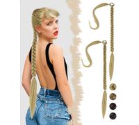SanKristo 2 PCS 76 cm Estensioni intrecciate Coda di cavallo con elastico Cravatta, treccia lunga Accessori Parrucca Posticci Capelli lisci naturali Ponytail finta sintetiche Donne Quotidian, Biondo