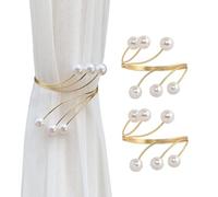 SanKristo 2 Pezzi, Cinghia di Metallo Senza Perforazione Regolabile con Decorazione a più Strati di Perle, Forte Cravatte per Tende durevoli Accessori per Cravatte per Tende