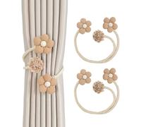 SanKristo 2 Pezzi Fermatende per Tende, Ferma Tende a Fiori Boho Ruotabili a 360, Fermatenda a Fiori Semplici Regolabili, Ferma Tende Senza Perforazione per Tende Decorative per la Casa (Marrone)