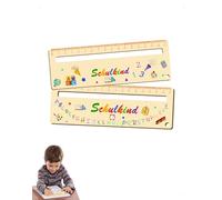 SanKristo 2 Pezzi Righello In Legno per Bambini Scuola, Righelli Bambini da Lettura da 17 cm, Strumento Personalizzato di Assistenza per la Lettura con Scale Chiare, Segnalibro in Legno per Scolaro