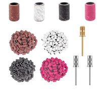 SanKristo 200 Pezzi di Nastri Abrasivi Piccoli per Trapano per Unghie, 80# 120# 180# 240# Nastri Abrasivi Piccoli Multi-grana con 3 Pezzi di Punte per Trapano per Unghie