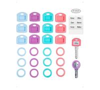 SanKristo 24 Pezzi Copri Chiavi Colorati, Quadrati e Rotondi Etichette per Colori, Coprichiavi Colorate Gomma Protezione, da Casa, Ufficio e Garage, Facile da Organizzare e Identificare le Chiavi