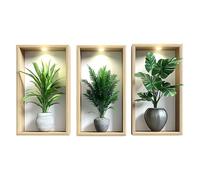 SanKristo 3D Vasi di Piante Adesivi Murali 3 PCS, Adesivi Murali Autoadesivi Decorazione Murale della Stanza Murales Vase Wall Decal, Soggiorno Camera Letto Cucina Bagno Decorazione Murale 35 X 20CM