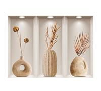 SanKristo 3D Vaso Adesivi Murali Piante 3 PCS, Adesivi Murali Autoadesivi Decorazione Murale della Stanza Murales Vase Wall Decal, Soggiorno Camera da letto Cucina Bagno Decorazione Murale 50 X 23CM