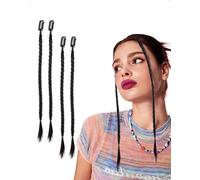 SanKristo 4 pezzi 17 pollici coda capelli Clip in extension con trecce, sintetiche, posticci, finti simulati regolabili in lunghezza donne ragazze, uso quotidiano feste styling hip-hop, nero marrone