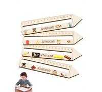 SanKristo 4 Pezzi Righello In Legno per Bambini Scuola, Righello 15 cm, Righelli Bambini da Lettura, Strumento Personalizzato di Assistenza la Lettura con Scale Chiare Segnalibro in Legno per Scolaro