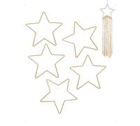 SanKristo 5 Pezzi Anello di Metallo 20 cm, Cerchi per Acchiappasogni Anelli in Metallo a Forma di Stella, Anello Decorativo in Metallo Natale, per Acchiappasogni Nuziali Natale Ghirlande, Dorato