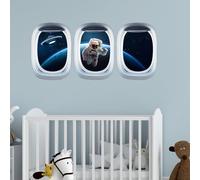 SanKristo Adesivo Murale Spaziale con Luce Blu Bagliore nel Buio 3PCS, Adesivi Murali Universo Spazio Pianeti, Adesivi Spaziali Bambini Camera da Letto Pavimento Soffitto Parete Decorativo 30 X 21CM
