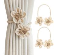 SanKristo Confezione da 2 fermatende in corda per tende bohémien, girevoli a 360°, regolabili e semplici, senza punzonatura, per casa, camera da letto, beige