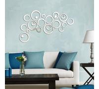 SanKristo DIY Adesivi Murali 3D Cerchio in Cristallo Specchio, Specchio Adesivo Adesivi da Parete Rimovibile Decorazioni Fai da Te per Soggiorno e Camera (24 Pezzi, Argento)