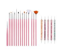 SanKristo Set di 20 Pezzi Pennelli per Unghie, Pennelli per Nail Art + 5 Penne a Doppia Punta, Set Professionale di Pennello per Unghie per dipingere con Gel, Fai da Te, Strumenti disegnare Nail Art