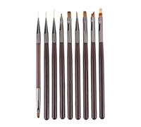 SanKristo Set di 9 Pezzi Pennelli per Unghie, Pennelli Professionali per Nail Art, Penne Unghie con Pennello a Punta Piatta Liner Francese per Punte Fai da Te, Strumenti disegnare Nail Art