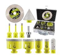 SANLEETEK Punte Diamantate Gres Porcellanato - Punte per Trapano Diamantate 11pezzi (6/6/8/20/35/50/68mm+20mm Fresa+50mm Punta Smusso+125mm Disco+Adattatore) per Ceramica Porcellana Marmo Granito