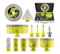 SANLEETEK Punte Diamantate Gres Porcellanato - Punte per Trapano Diamantate 12pezzi (6/6/8/25/35/50/68/110mm+20mm Fresa+50mm Punta Smusso+125mm Disco X+Adattatore) Ceramica Porcellana Marmo Granito