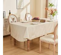 SANLEHAUSE Tovaglia da Tavola Ovale 155 x 400 cm, Tovaglia da Tavola Beige in Lino, Texture di Alta Qualità, Tovaglia Grande Design Cavo,Cucito a mano, per Cucina, Ufficio, Decorazione della Tavola
