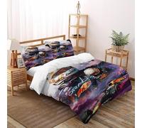 SanLiLLohKi Driver；formula auto Set Di Biancheria Da Letto Per 3 Pezzi Con Stampa 3D Racing OutdoorPeople Copripiumino Con 2 Federe in Microfibra Morbida E Leggera Double（200x200cm）