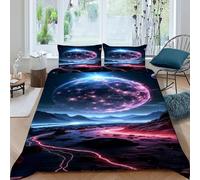 SanLiLLohKi Scia di luce rossa Set Di Biancheria Da Letto Per 3 Pezzi Con Stampa 3D Temi cielo stellato Incluso Copripiumino Con 2 Federe in Microfibra Morbida E Leggera King（220x240cm）