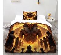 SanLiLLohKi Statua del faraone Set Di Biancheria Da Letto Per 2 Pezzi Con Stampa 3D Temi gotici Copripiumino Con 1 Federe in Microfibra Morbida E Leggera Single（135x200cm）