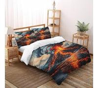 SanLiLLohKi Vulcano Lava Set Di Biancheria Da Letto 3 Pezzi Con Stampa 3D Gothic Theme Copripiumino Con 2 Federe Con Federe in Microfibra Ultra Morbida Double（200x200cm）