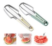 SANLIUSANJIU 2 pezzi Trancheuse De Melon, Fourchette Couper Les Fruits PastèQue, Trancheuse Fruits 3 En 1 En Acier Inoxydable, Outil Coupe PastèQue D'éTé, Pour PastèQue Fruit Du Dragon Etc.