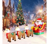 Sanlu - Slitta di Babbo Natale gonfiabile per esterni, con luci a LED, per Natale, feste, decorazione da giardino invernale
