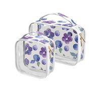 sanluoli 2 Pack chiaro Carino Cartoon Blueberry borsa da toilette uomo TSA approvato riutilizzabile sacchetto cosmetico trasparente Kit da barba da uomo, Carino Cartoon Blueberry, Cute Cartoon