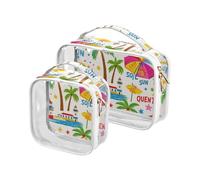 sanluoli 2 Pack chiaro Summer Island Coconut White kit da viaggio TSA approvato borsa cosmetica trasparente riutilizzabile kit da barba da uomo, estate isola cocco bianco, Estate isola di cocco bianco