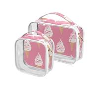 sanluoli 2 Pack chiaro Yummy Ice Cream Peach borsa da toilette grande TSA approvato impermeabile piccola borsa trucco viaggio essenziale, Delizioso Gelato alla pesca