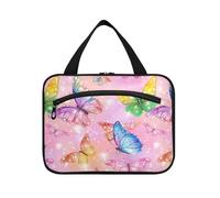 sanluoli A Butterfly That Sparkles borsa da toilette da uomo da viaggio con gancio, borsa cosmetica essenziale di design foradies kit vacanza de para mujer, Una farfalla che brilla