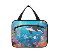 sanluoli Alcuni delfino animali marini blu appeso toilette borsa da viaggio appeso con gancio, designer impermeabile trucco borsa organizzatore per crociera viaggio bagno bolsos para hombre, Alcuni