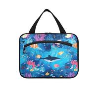 sanluoli Alcuni Delfino Sea Animals Blu appeso toilette borsa da viaggio con gancio, designer borse pieghevoli per articoli da toeletta per adulti campeggio estuches para maquillaje, Alcuni animali